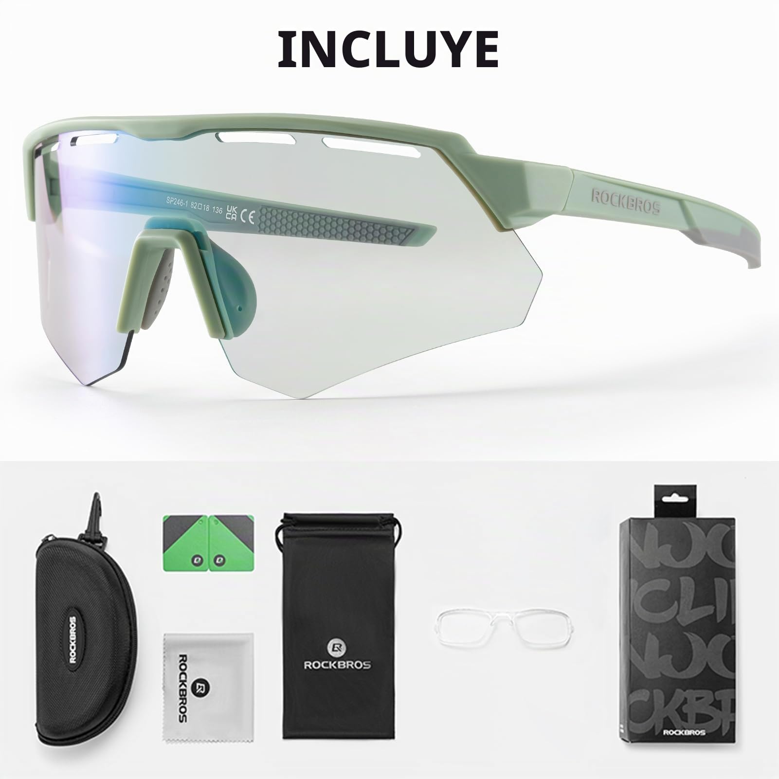 ROCKBROS Gafas de Ciclismo Fotocromáticas UV400, Gafas Deportivas de Media Montura para Hombre Mujer, para Bicicleta Carretera Montaña Deportes al Aire Libre