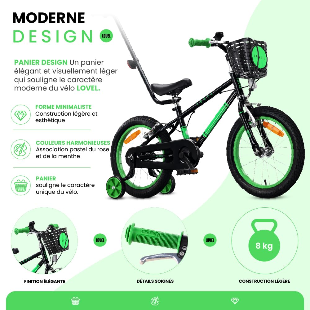sun baby LOVEL vélo Enfant Fille et garçon 14 ou 16 Pouces