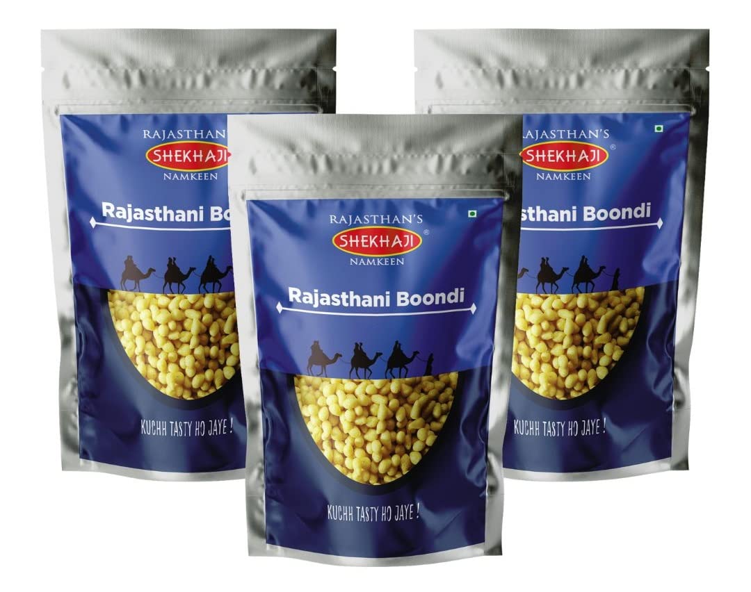 Shekhaji Boondi Plain 600gm | Rajasthani Boondi | Raita Boondi Snacks | Plain Boondi | Rajasthani Sada Boondi | Boondi Namkeen (Pack of 3, 200g each) (B0C575K6VZ) Amazon Price History, Amazon Price Tracker