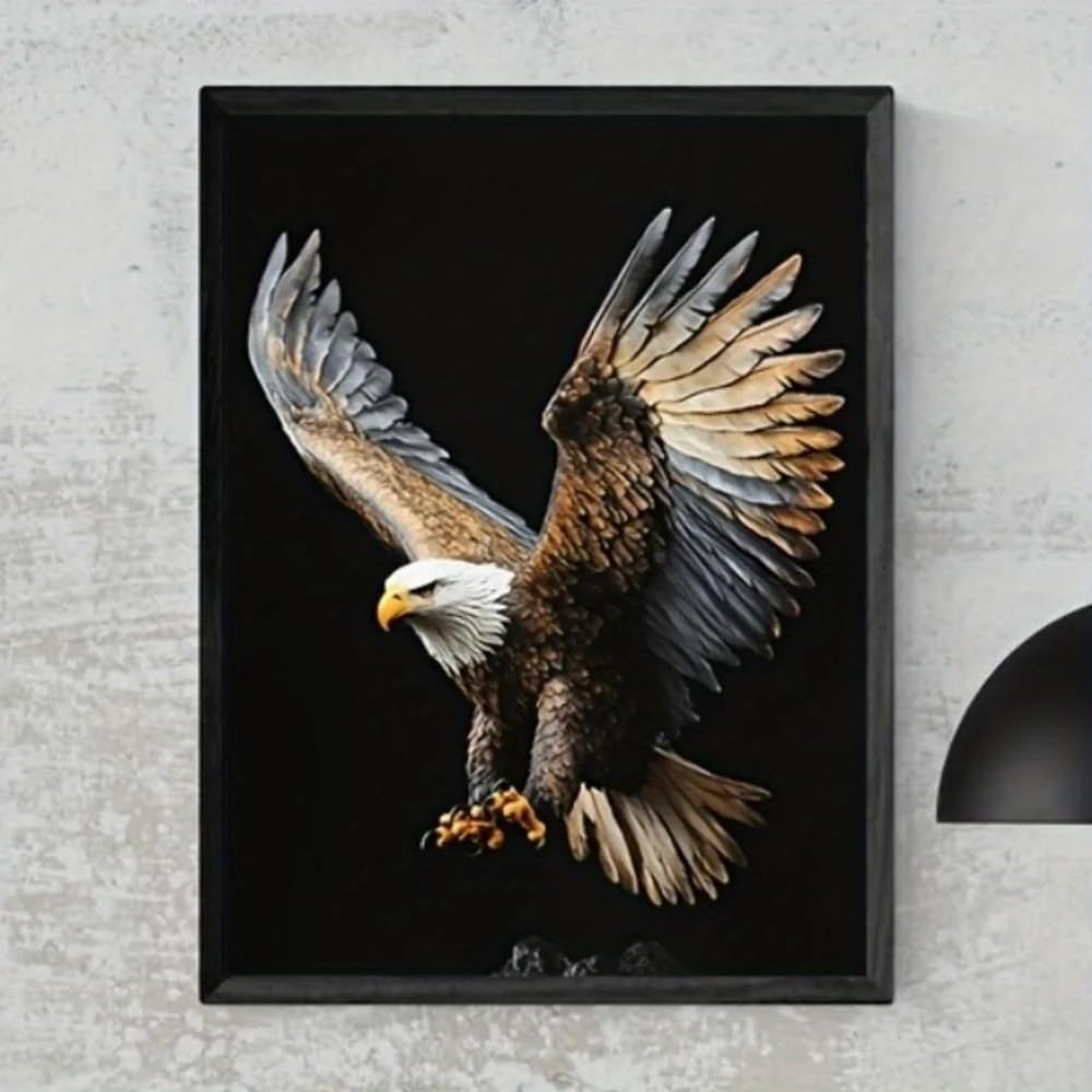 GOSRD Canvas Print Soaring Eagle Symbol Of Freedom And Strength Room Decor(60x90CM/Frameless)