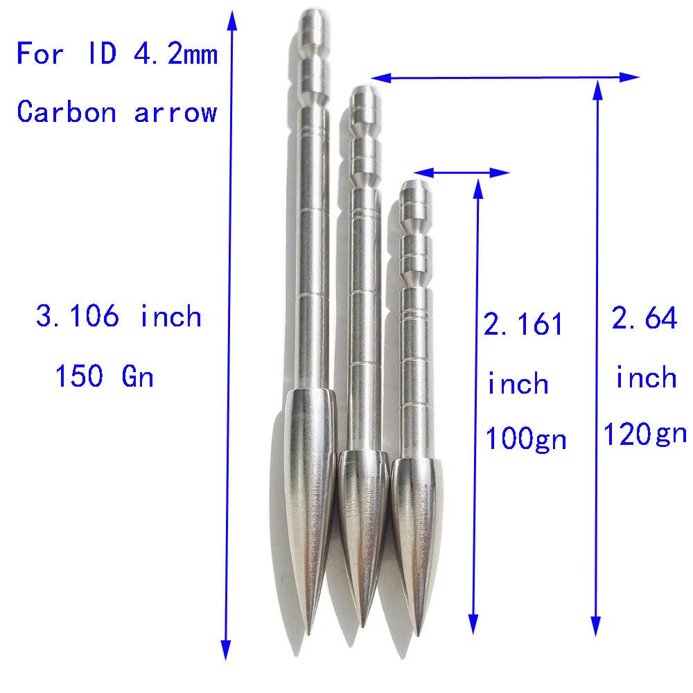 12 Pcs Archery Field Points 100/120/150/200 Grain Insert Points Archery Bullet Points Target Practice Tips for ID 4.2mm Shaft (100 grain)