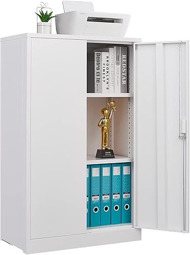 Waqiv Archivador pequeño plegable con puertas y estantes, gabinete de almacenamiento de garaje con bloqueo de 41.97 pulgadas de alto, cabiniet de