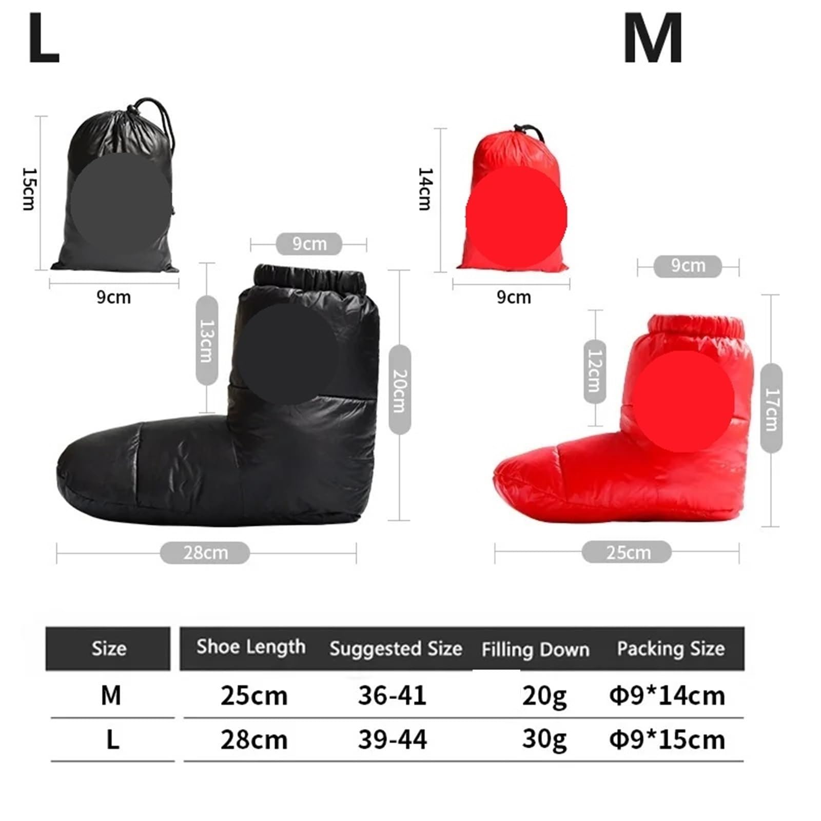 Daunenschuhe Abdeckung Winter Fuß Warme wasserdichte Schuhe Ultraleichte Winddichte Outdoor Wandern Camping Gänsedaunen Fußabdeckung Für Camping