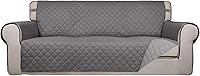 PureFit Reversible Quilted Sofa Slipcover - Water Resistant, Non-Slip Couch Protector for Pets, Kids, Furniture (Gray/Light Gray, Fits 66" Seat)