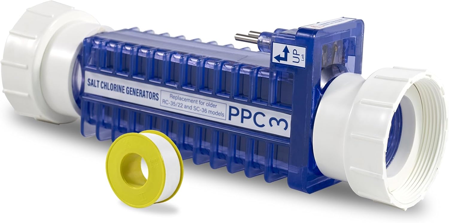 PPC3 Salt Cell Compatible with Autopilot Pool Pilot Nano Plus System PPC3 Chlorine Generator Cell for Pools up to 50000 Gallon 7 Titanium Plates Replaces Old Part Numbers AP-250 RC-7 SC-48 RC-42
