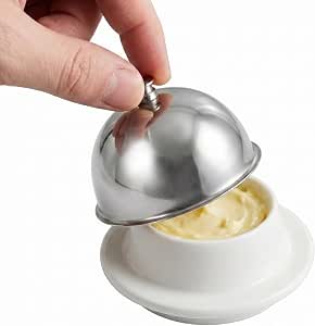 Tofficu Mini Butter Dish with Stainless Steel Lid - Half-Stick Crock