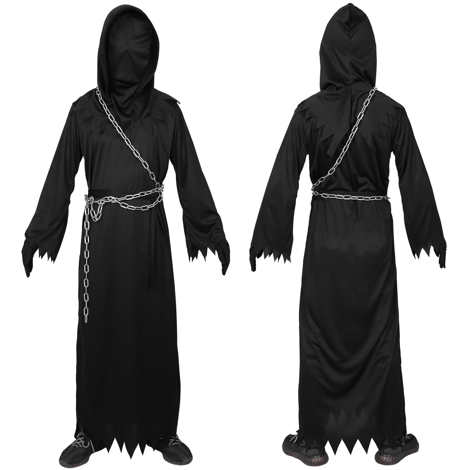 Harsever Kids Grim Reaper Costume Halloween Fancy Dress Costumes Boys Halloween Reaper Costume Set including Hood - Image 4