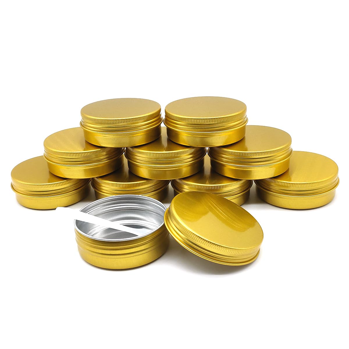Wopanxye 10pcs 60ml Round Lip Balm Tin Cans, 60 Gram Aluminum Tins Gold Cosmetic Sample Containers with Screw Lid, 60g Metal Empty Storage Travel Jars for Salves, Lip Balms, Face Cream, Candle, Tea - Image 3