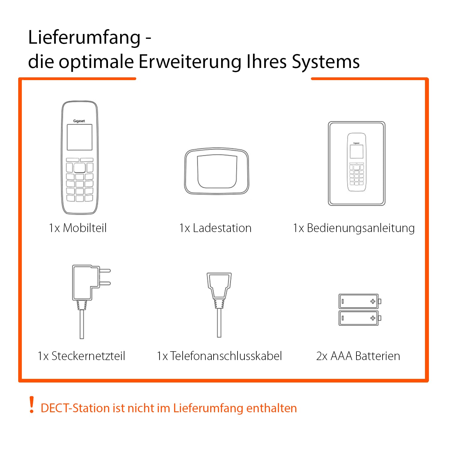 Gigaset E290HX DECT-Mobilteil Schnurloses Senioren-Telefon großes Display Tasten schwarz Fritzbox-kompatibel
