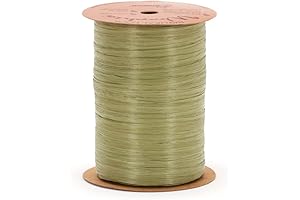 Berwick Craft Raffia Straw Ribbon, 1/4'' Wide, Olive Green, 100 Yards