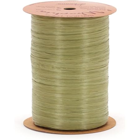 Amazon.com: Berwick Offray Matte Olive Green Raffia Ribbon, 1/4'' Wide ...