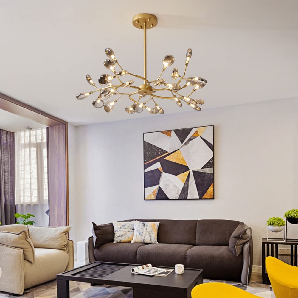 KXEcoLife Modern Chandelier 30-Lights Ceiling Lighting, d During Light Branch Adjustable Pendant Lights Fixture, Decor Hanging lamp for Living Dining Room, g4