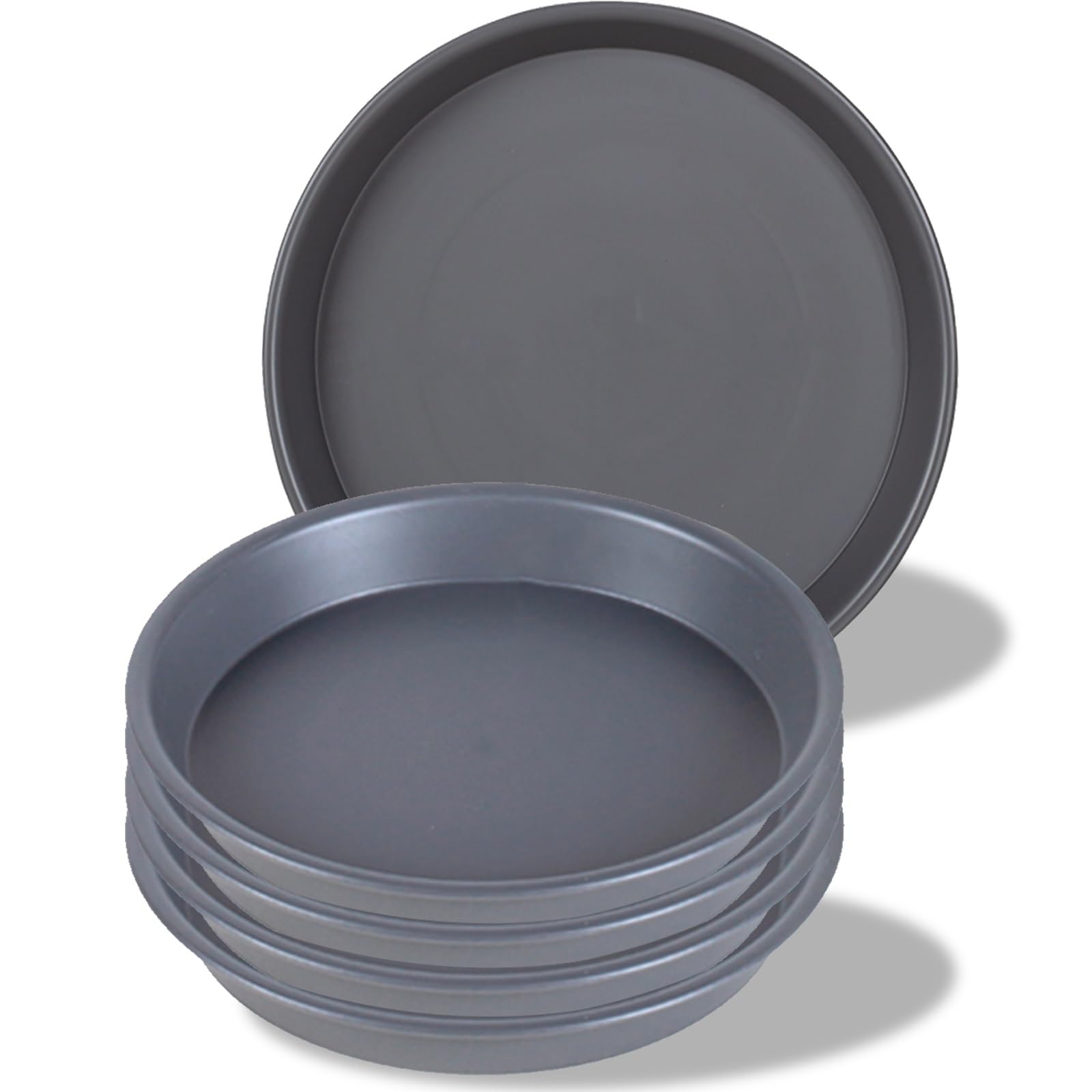 Set mit 5 eleganten, runden Pflanzschalen, 20 x 3 cm – stilvolle graue Servierplatten für Zuhause und Aufbewahrung, perfekt für Zimmerpflanzen und Dekor.