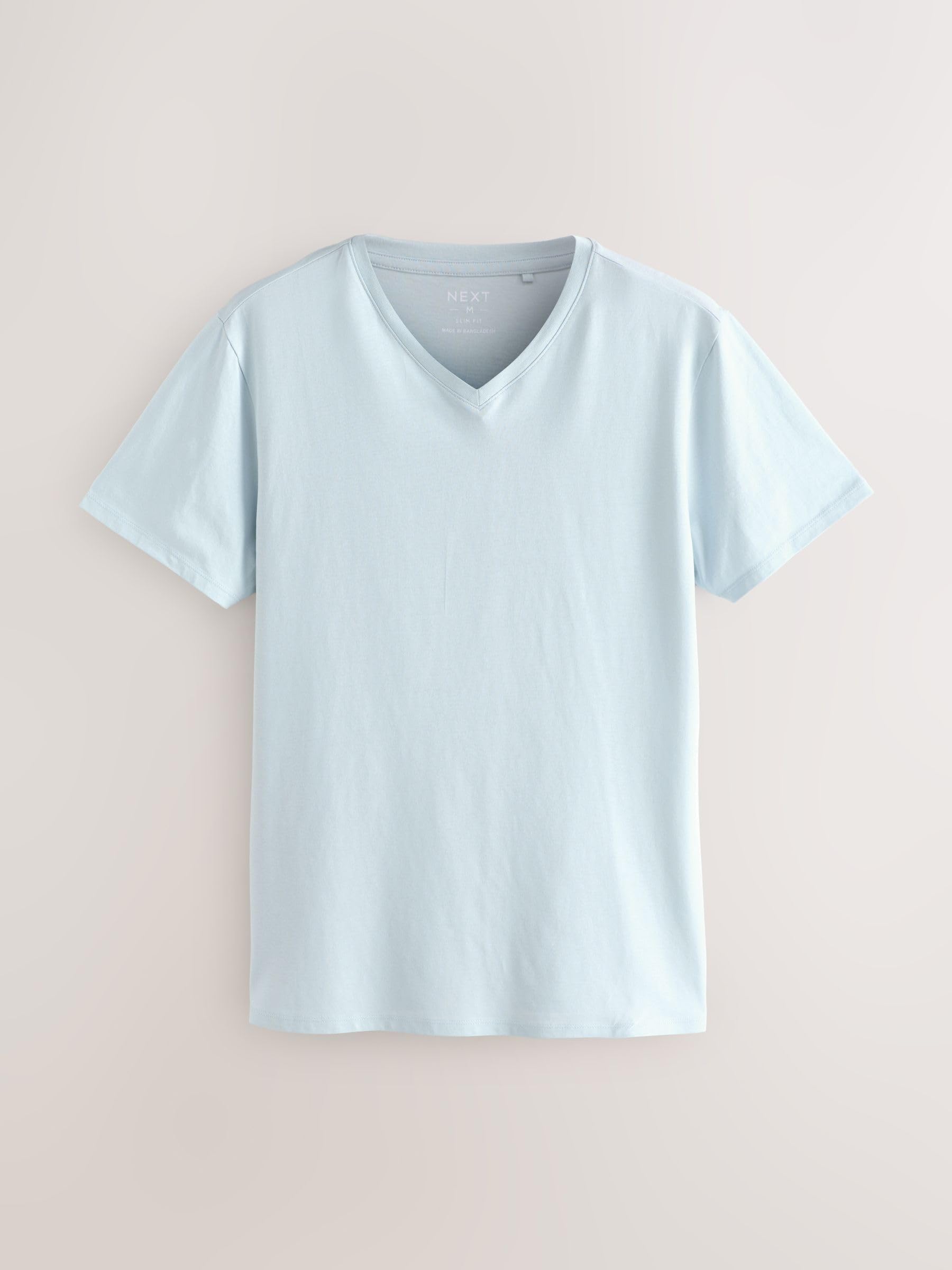 NEXT Hombres Pack de 5 Camisetas Interiores de Corte Slim con Cuello de Pico 100% algodón