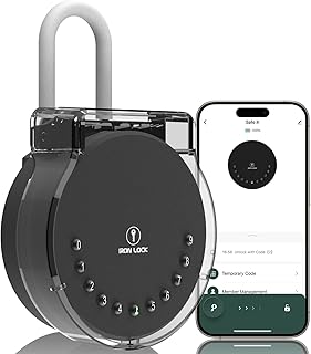 Iron Lock® Portable Smart Key Lock Box - Bluetooth & Mechanical Keyless Entry, App Control, Auto Lock, 2 Interchangeable Shackles (Cable & U-Shackle), IP65 Waterproof, Security Key (XXL, Smart)