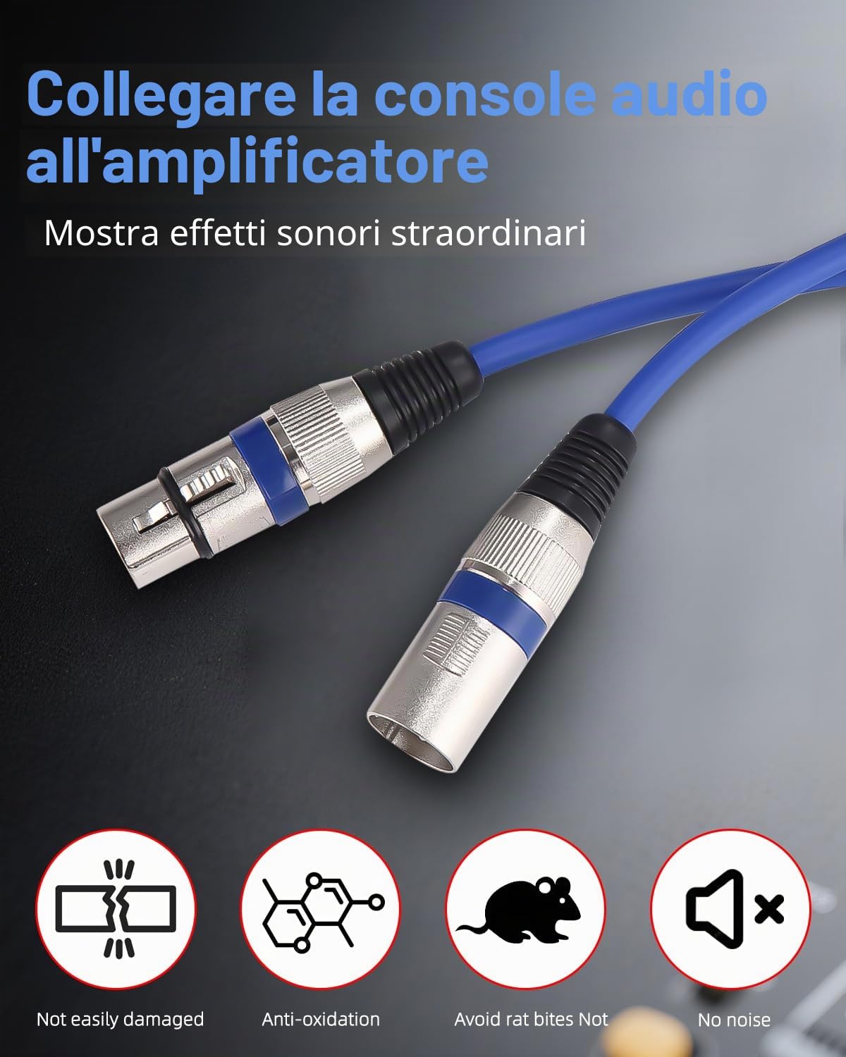 Kixolo 10 PACK Cavo XLR Bilanciato Cavo XLR 10 colori,1M