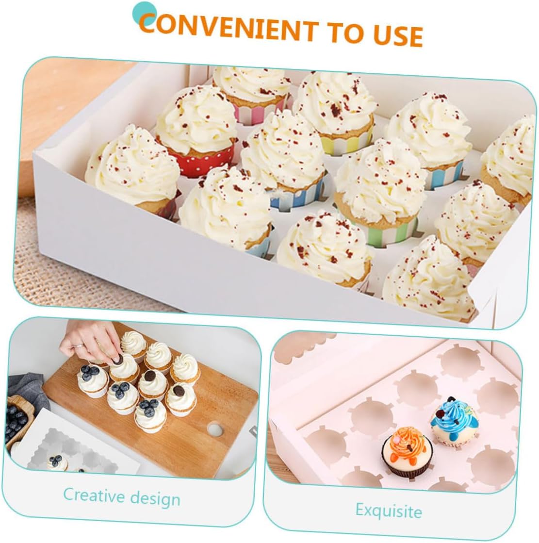 10pcs Paper Cupcake Boxes with Window Design White Cardboard Muffin Pastry Boxes Egg Tart Paper Bakery for Dessert Storage and Transport