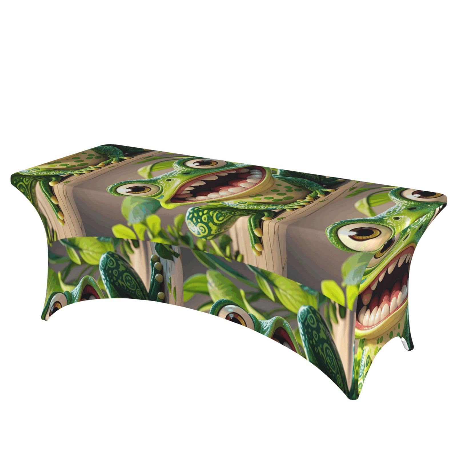 LMNGH Frog with Mouth Open Cartoon Decorative Tablecloth Protector for Wedding, Banquet & Parties6FT Spandex Rectangle Tablecloths, Stretch Washable Table Cloth Wrinkle Free Patio Table Cover