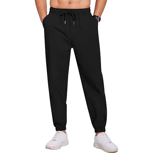 COOFANDY Men's Casual Jogger Pants Cotton Lightweight Elastic Waist Drawstring Chinos Hiking Travel Pants