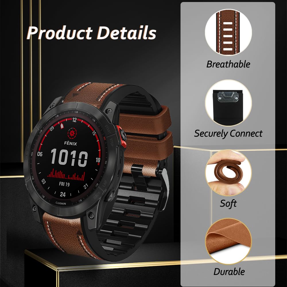 INF Cinturino in silicone compatibile con Garmin Fenix 3HR/5X/6X/7X