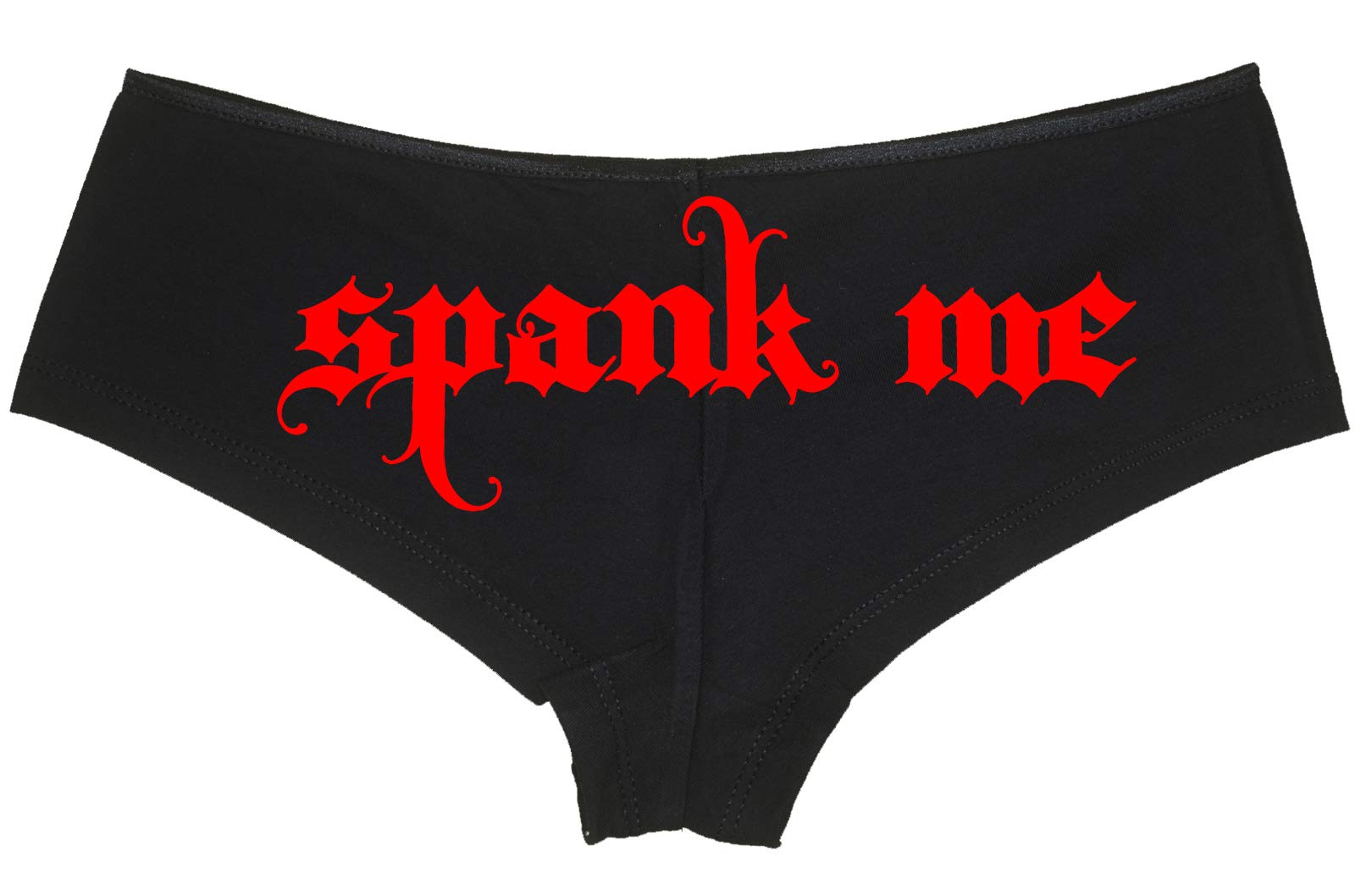 Knaughty Knickers Spank Me Goth Font Sexy Black Boyshort Flirty Submissive bdsm: Small Red