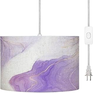 Plug in Pendant Light Purple lavender watercolor with golden lines Paste...