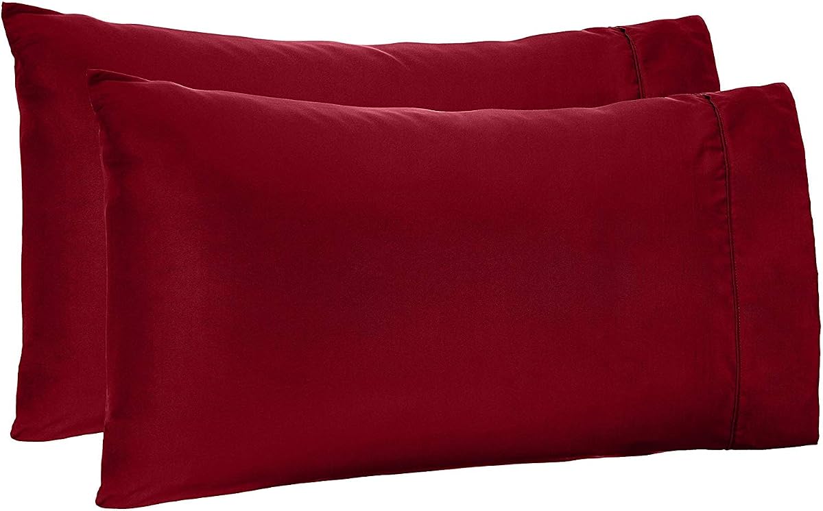 Trend Bedding Mart Oversize Pillow Case Extra Large Fits Even The Fluffiest Pillows The Pancake Pillow Extra Tall Pillowcase Luxury 100% Egyptian Cotton 600 Thread Count (Queen, Burgundy)