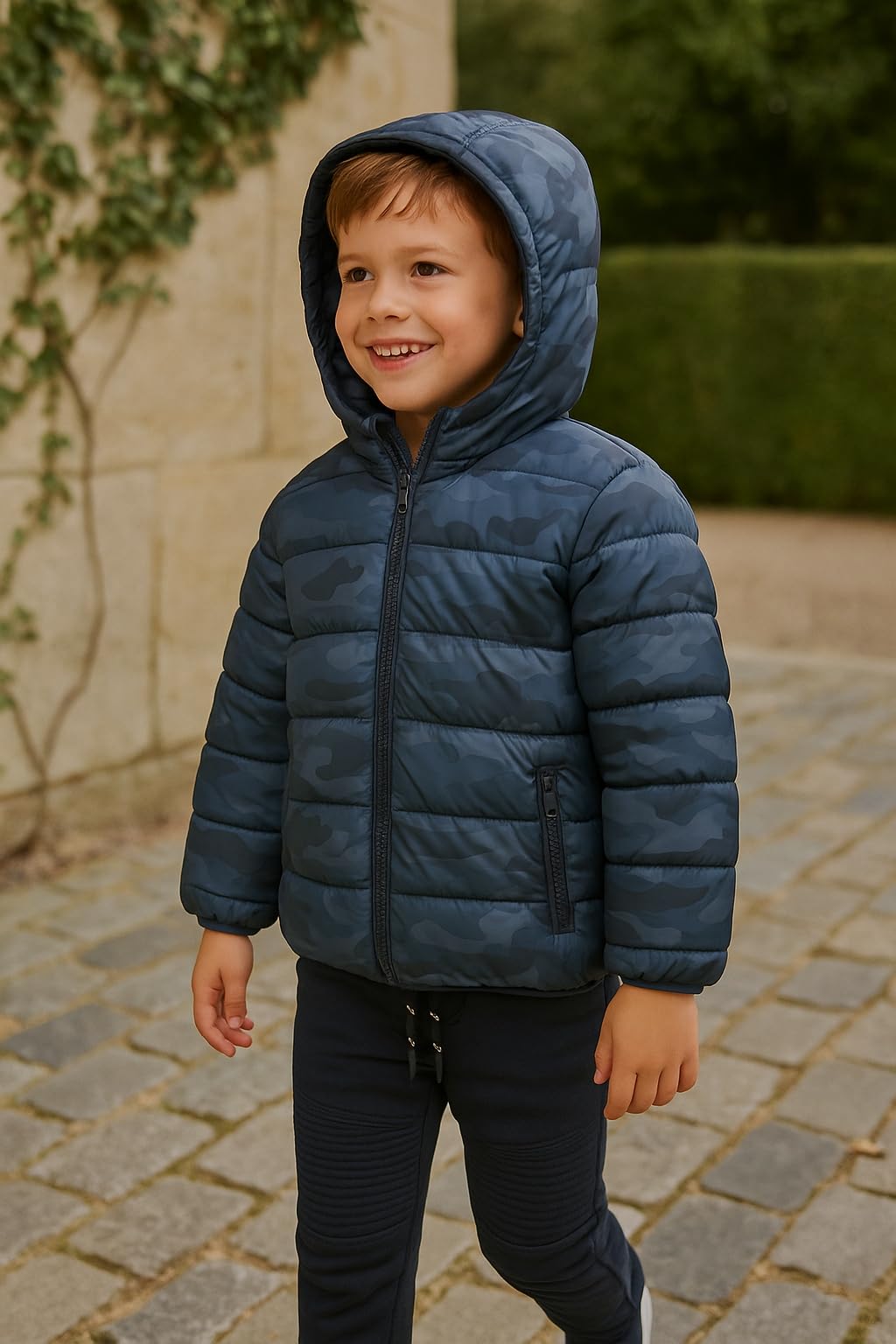 Generico Giubbotto Bambino con Cappuccio – Piumino Leggero Trapuntato con Zip e Tasche 4445