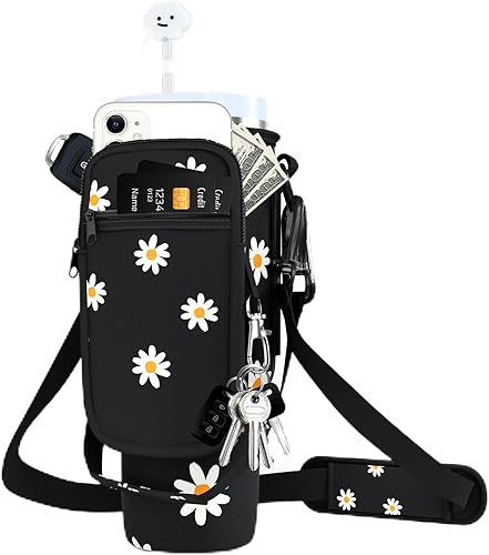 Soporte para botella de agua con correa para botella de agua Stanley para botella de agua Stanley de 40 onzas 30 onzas con bolsillo para teléfono y