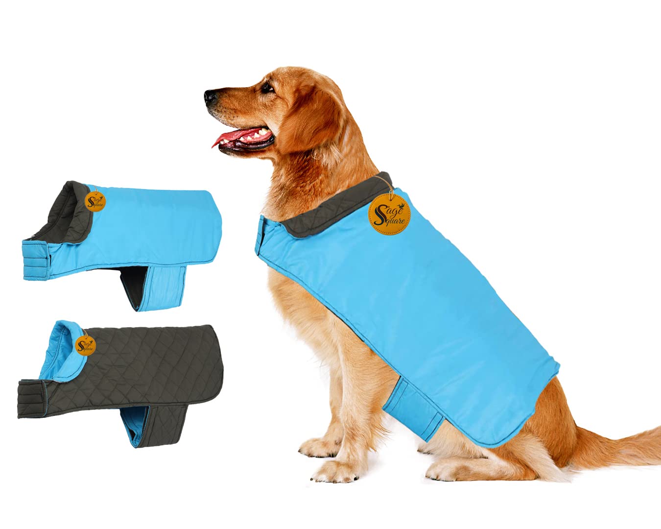 Sage Square Dog Fleece Jacket Reversible Dog Vest Waterproof, Windproof Cold Weather Dog Clothes Pet Apparel for Dogs (Sky Blue) (Medium) (18 Inches) (B09NL2J831) Amazon Price History, Amazon Price Tracker