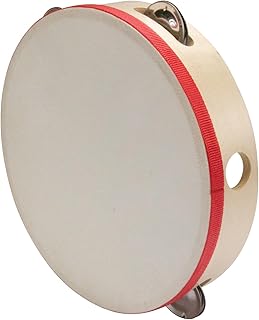 Tambourine Hand Drum Tambourine Wooden Musical Instrument for Children Diameter 20 cm Wooden with 5 Clamps - 3833