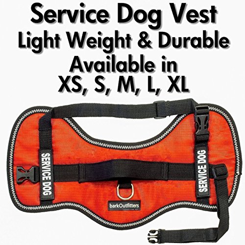 barkOutfitters Service Dog Vest Harness - Light Weight But Durable - Available in