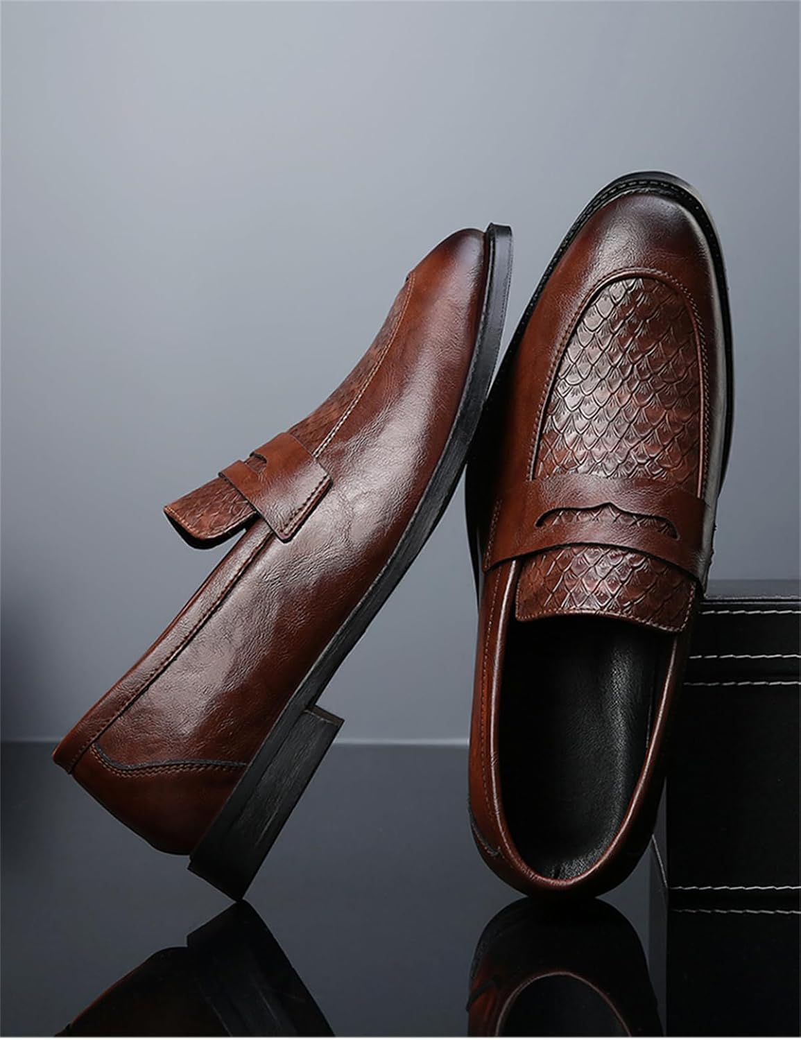 Men's Classic Retro Slip-On Penny Loafers Business Formal Casual Dress Shoes Wedding Tuxedo Leather Shoes - Image 6