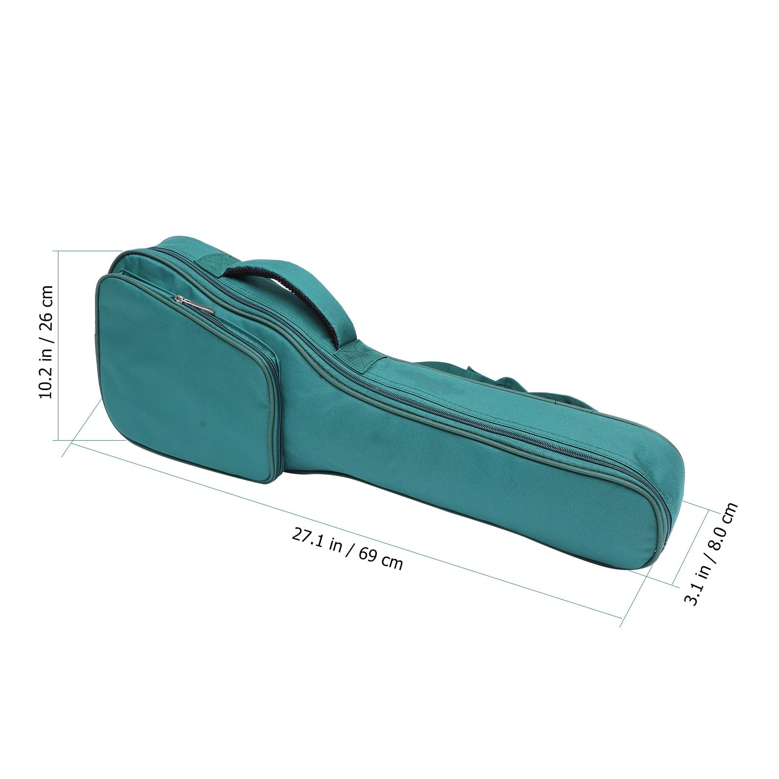 UKCOCO Borsa per Ukulele 26/27 Pollici Imbottita Oxford Verde, Custodia Portatile Leggera a 4 Corde Fodera Semplice, Accessorio Pratico e Adulti, per Trasporto e Protezione