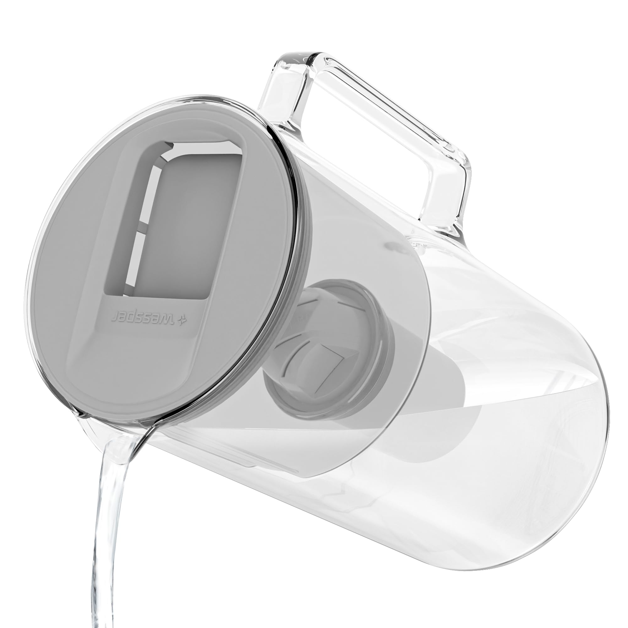 Wessper Jarra Filtradora de Agua de Vidrio 3 L | Reemplazo para Aquaphor Standard, Brita Classic, Dafi Classic | 1 Filtro de Agua AquaClassic + 5 Filtros ActiveDisc | Gris