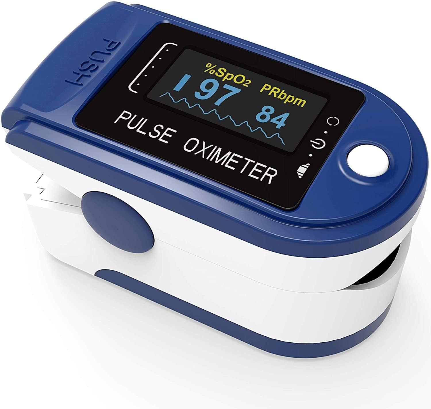 Pulox PO-200 Solo Pulsoximeter Dunkelblau für SpO2 & Puls am Finger | Inklusive Batterien, komfortable Messwertkontrolle direkt am Finger für Zuhause, Reise und unterwegs