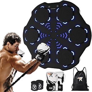 Kit de máquina de boxeo de música inteligente 2025 con bandas de resistencia, guantes de primera calidad y bolsa de transporte, entrenador de boxeo Bluetooth montado en la pared para cardio, fuerza y