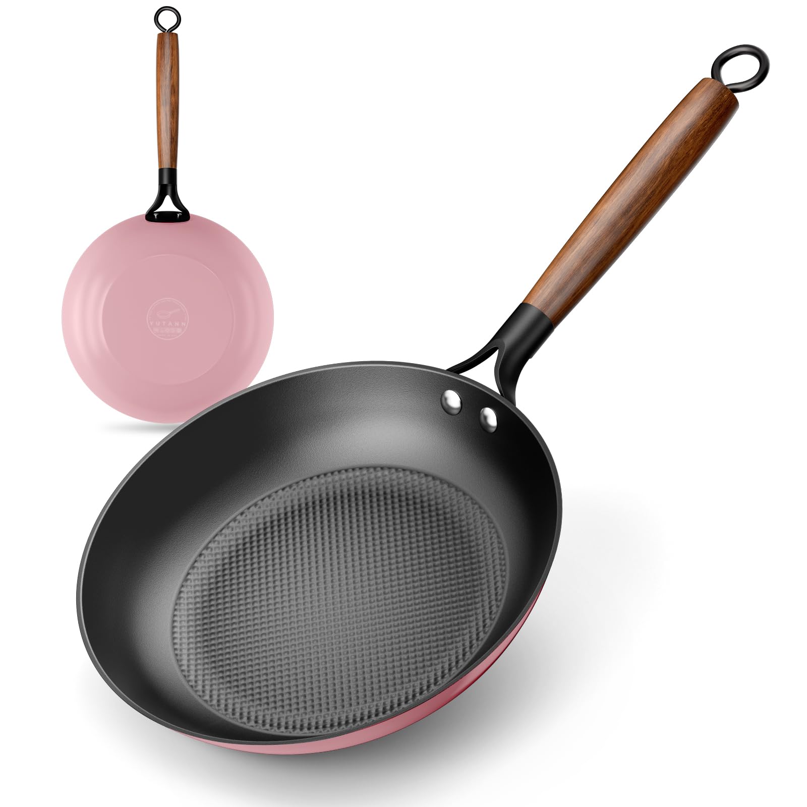 YUTANN Sartén de Hierro Fundido 20 cm Pre-sazonada Apta para Inducción y Horno, Antiadherente, Distribución Uniforme del Calor para Freír, Asar y Cocinar