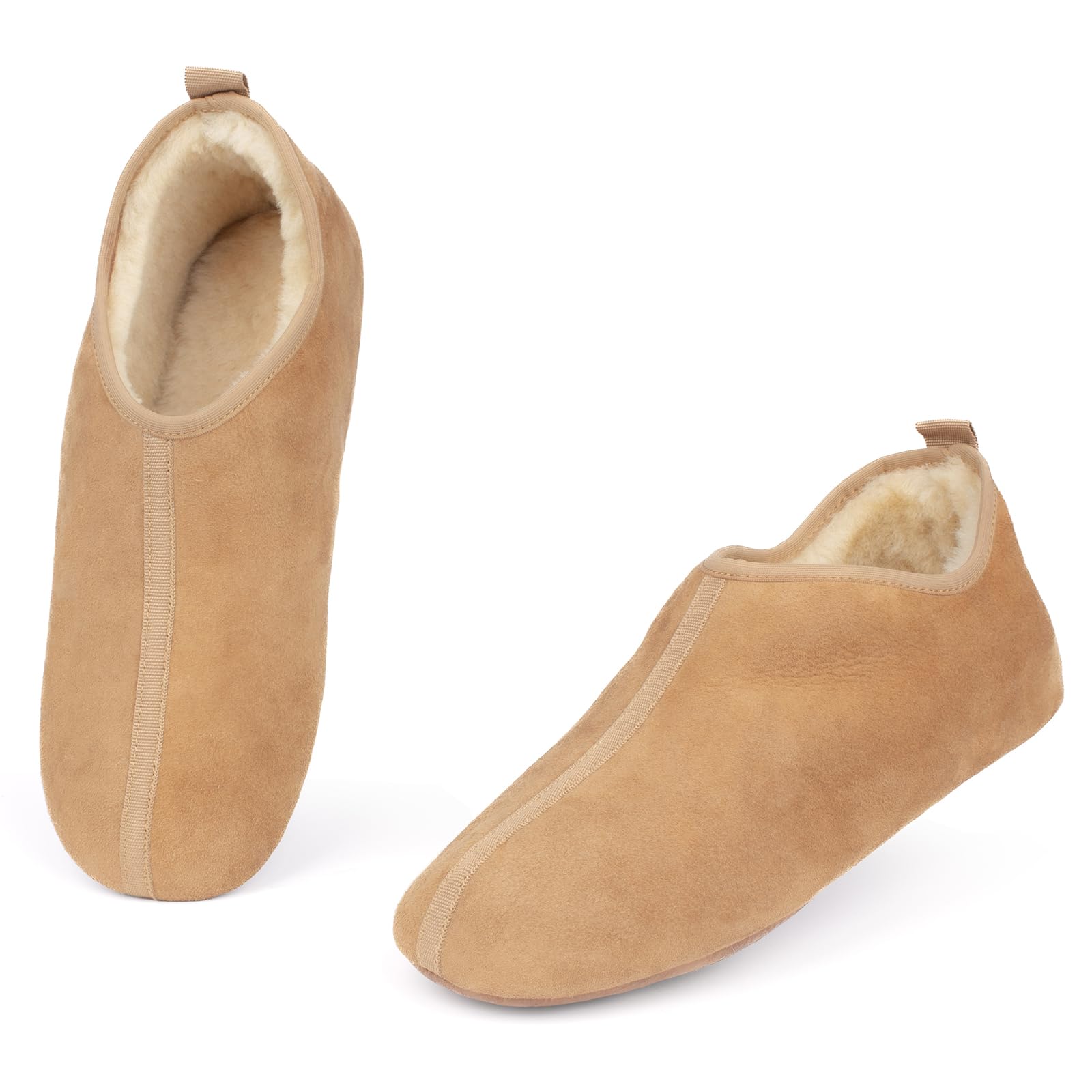 Parfeying Unisex Sheepskin House Slippers Shearling Soft Sole Slippers for Women and Men