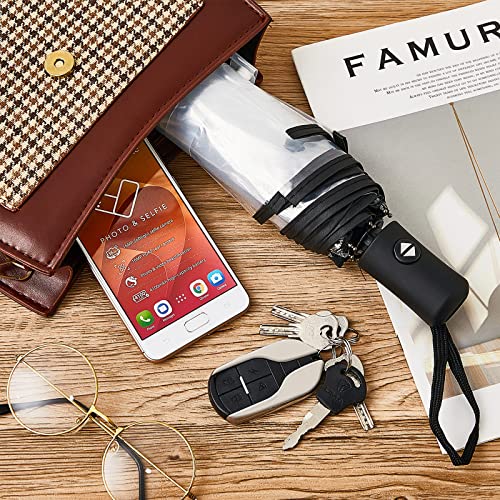 Clear Automatic Open Foldable Umbrella Auto Open Close Transparent Umbrella Compact Large Umbrellas For Rain For Women Men Travel Rainy Day Use, 11 Inches Long Folded #TOP2