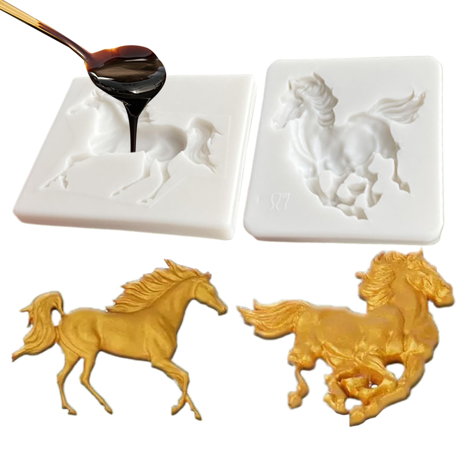 Horse Molds for Resin - Silicone Fondant Moulds | Chocolate Making Moulds | for Home Bakers Chefs Cooking Beginners Dessert Lovers Cake Decoration Pudding Jelly Fudge Holiday School Kitchen