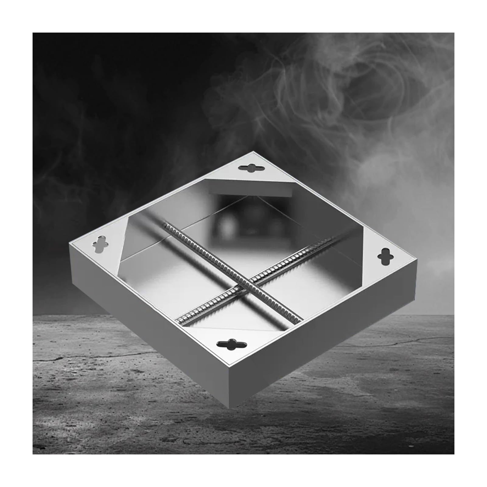 GHHVFEC Manhole Drain Cover, Reinforced Steel Non-Slip Sewer Cover, Square Embedded Lid for Driveways, Patios, Sidewalks