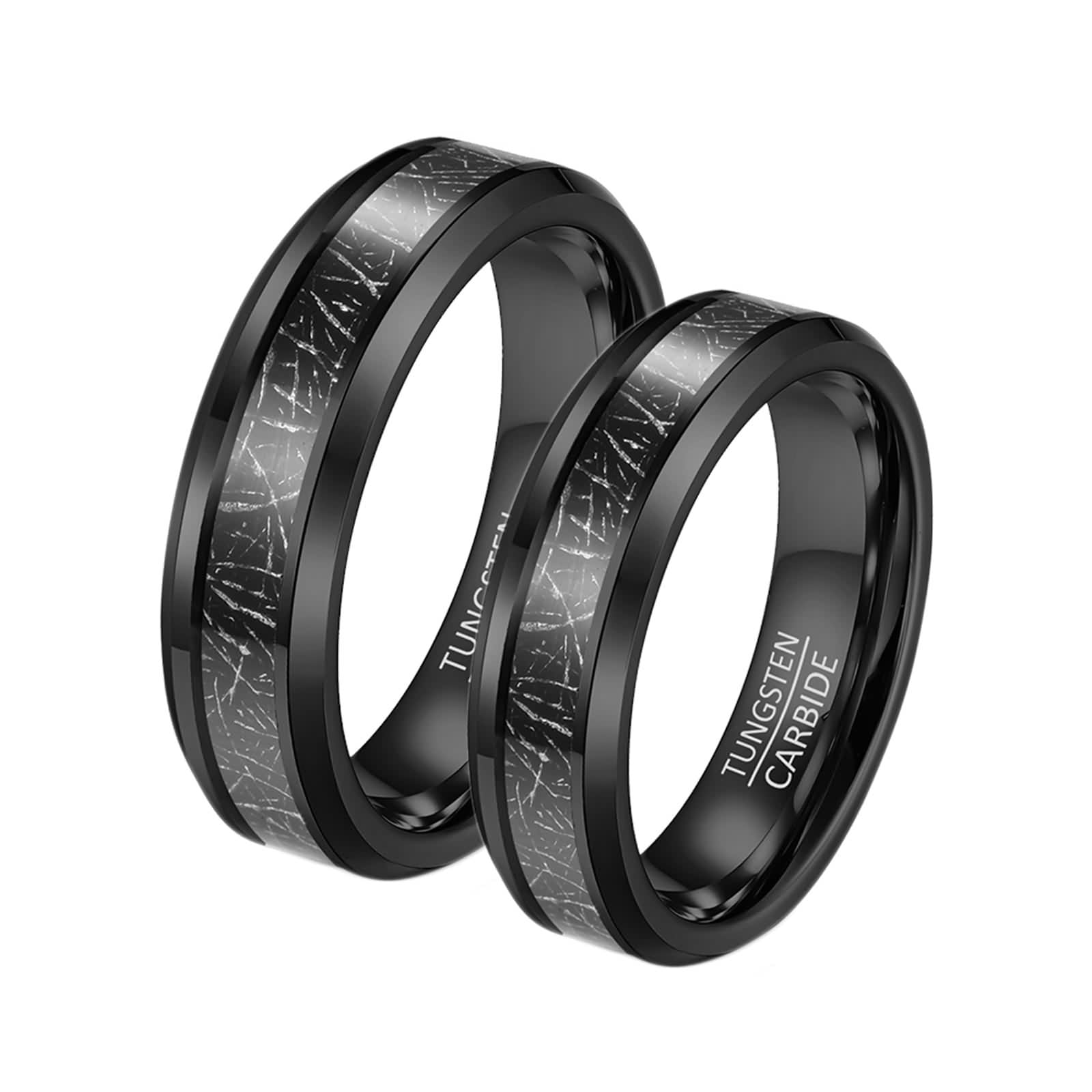 Fedi nuziali per coppie, 6 mm, anello di promessa intarsiato in | 2 cinturini abbinati in carburo di tungsteno, gioielli classici per lui e per lei