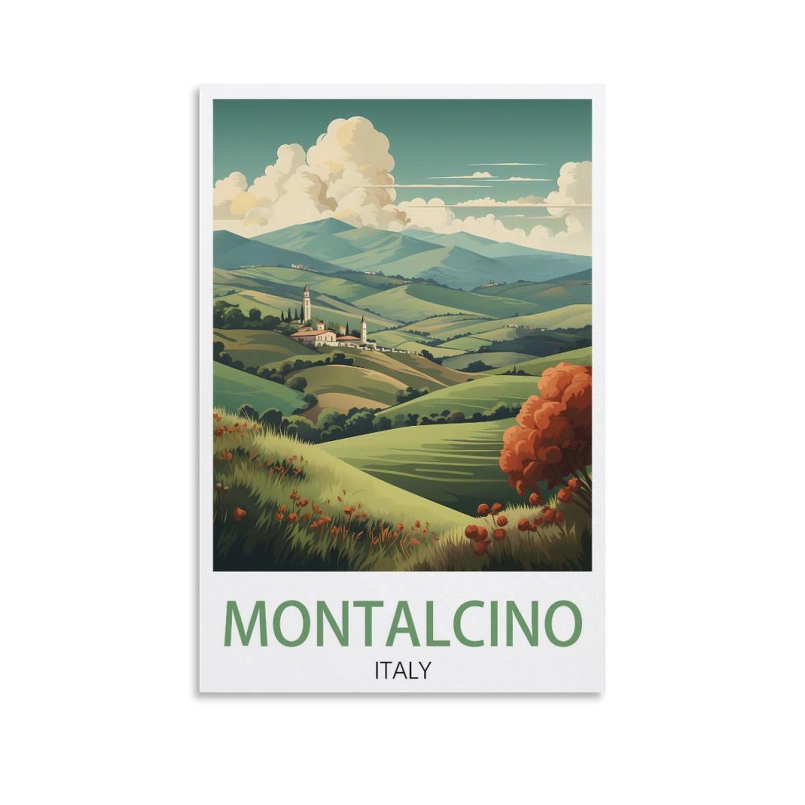Puplum Unframe-Style Montalcino Italy Vintage Travel Poster Landscape 08X12inch(20X30cm) Canvas Wall Art Posters For Living Room Decor Paintings For Home Decor