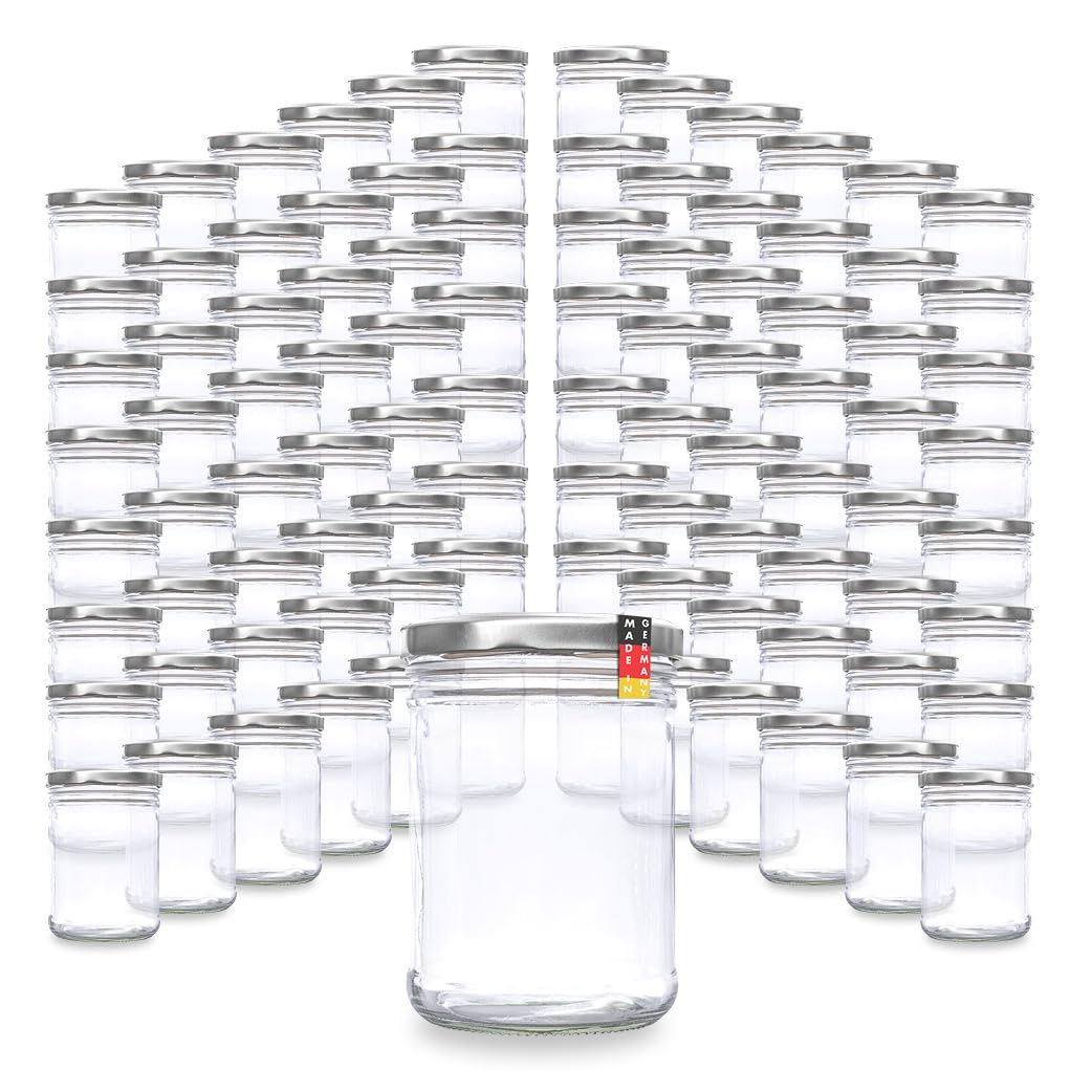 flaschenbauer.de - Tarros rectos (870 ml, con tapas Twist-Off TO100 plateados, 96 unidades, ideal para conservas, sopas y alimentos para bebés