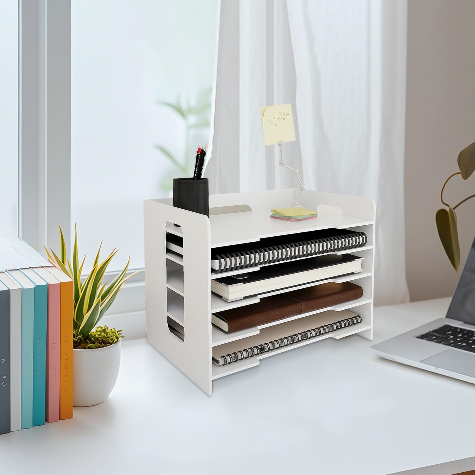 Étagère de Casier A4 Module de Rangement Bac à courrier réglable à 5 Niveaux -Organisateur de Bureau Corbeilles à Courrier pour l'école et la Maison - Fournitures de Bureau-33,5 x 25,5 x 28 cm(2 pc)
