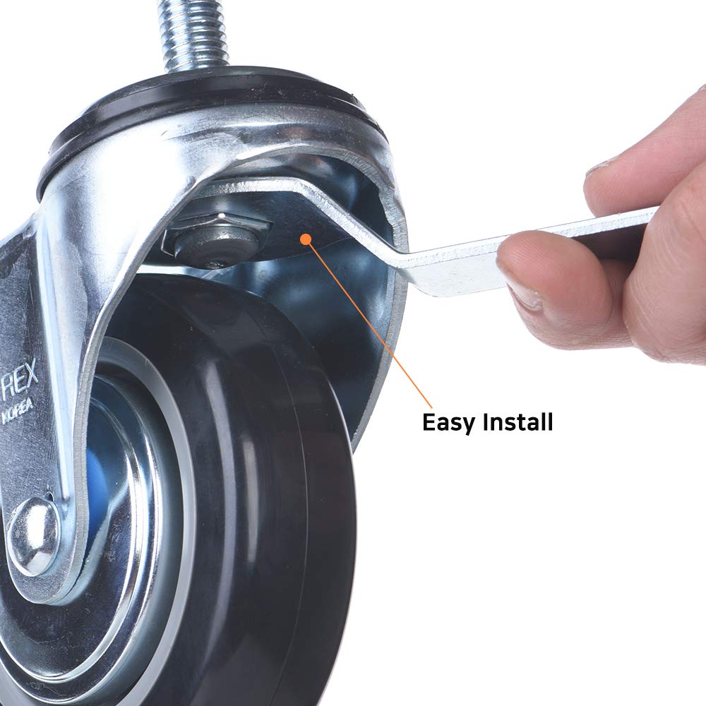 VEVOR Caster Wheels 3-inch Swivel Plate Casters Set Of 4 With Security A/B Locking No Noise PVC 9 thumbnail image