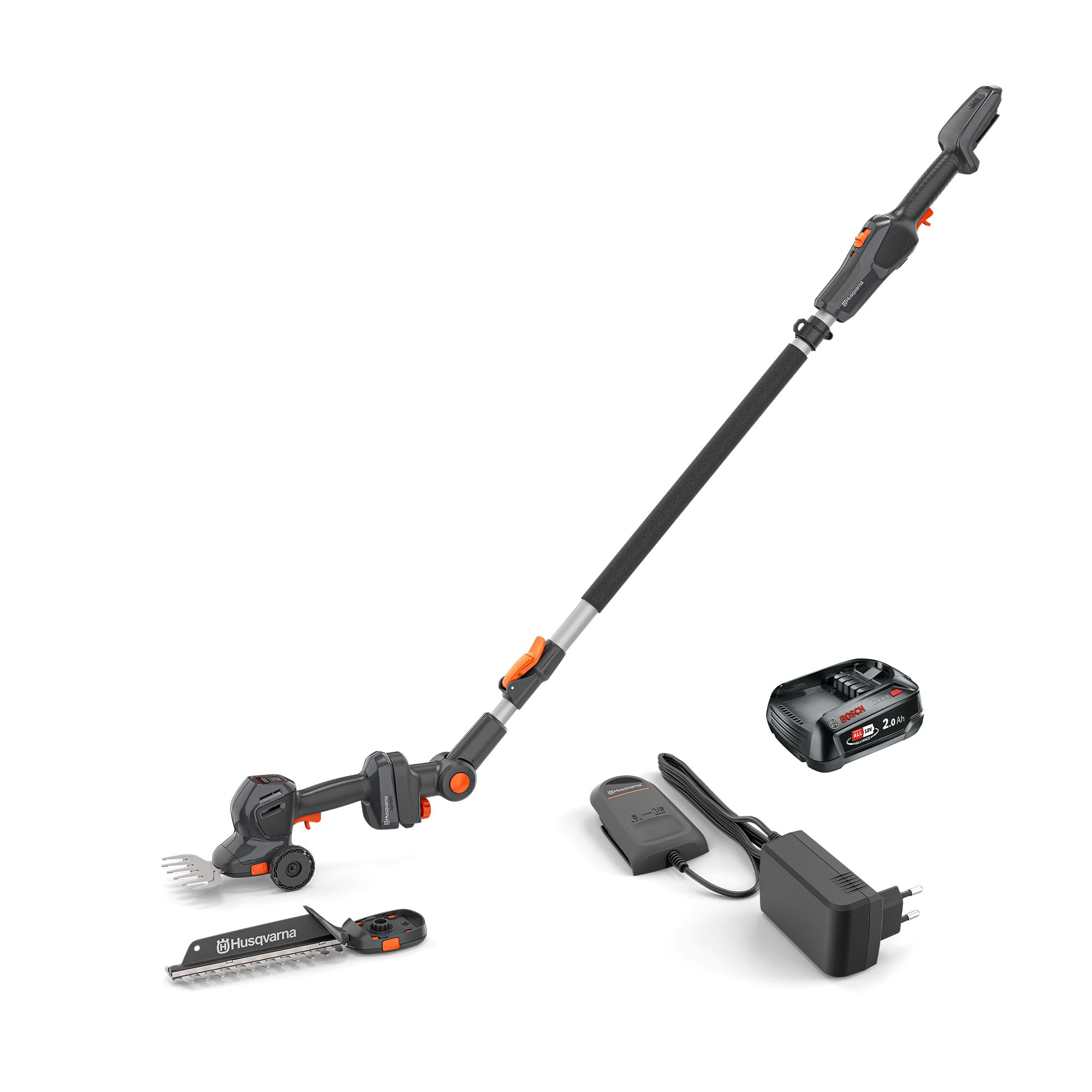 Husqvarna Aspire S20-P4A Cisaille à gazon et à arbustes sans fil avec rallonge, lame de cisaille à arbuste et à gazon, 18 V (avec rallonge, batterie et chargeur)