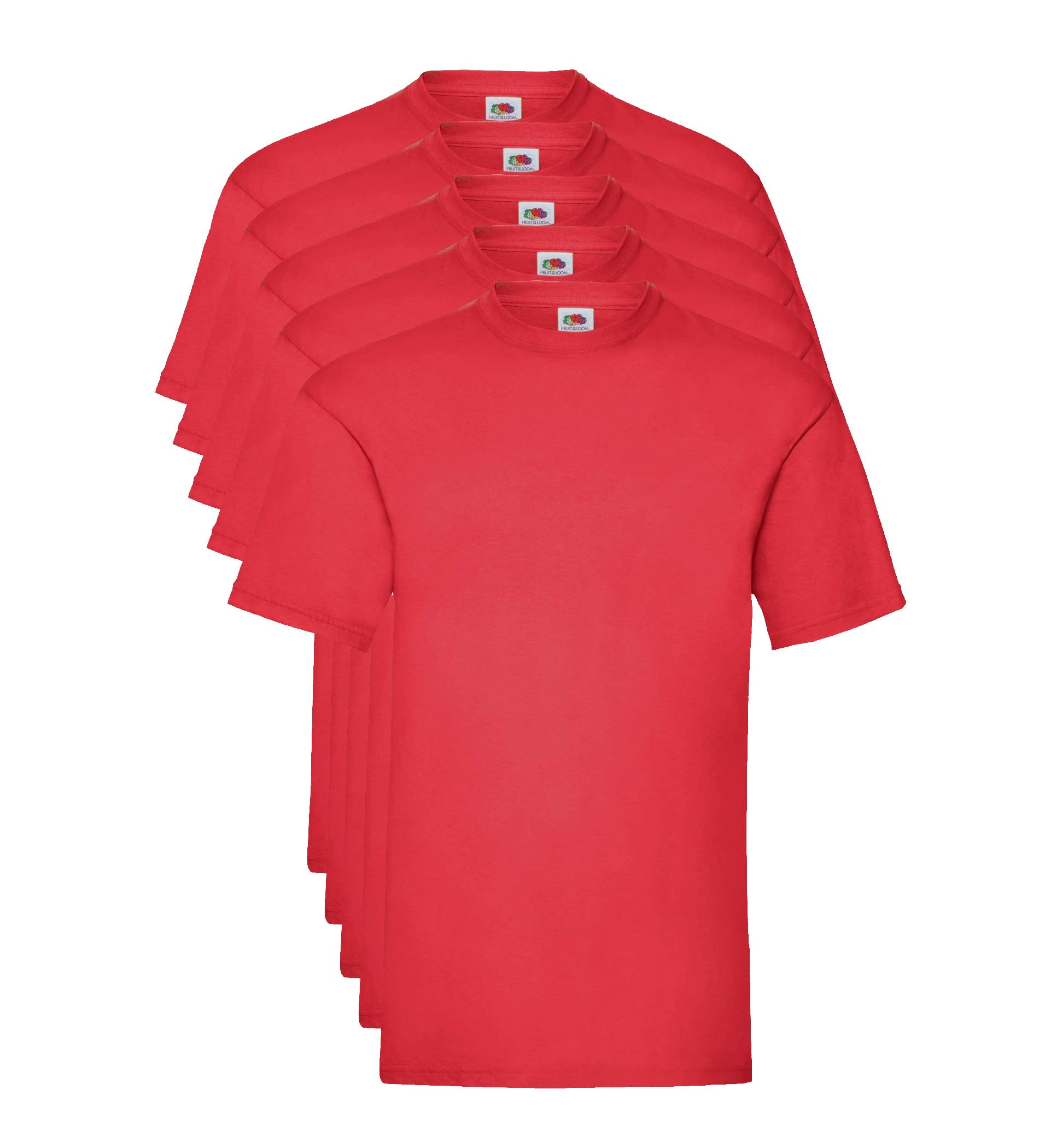 FRUIT OF THE LOOM Men's Valueweight 5 Pack T Shirt, Red (Red 40), XXL UK