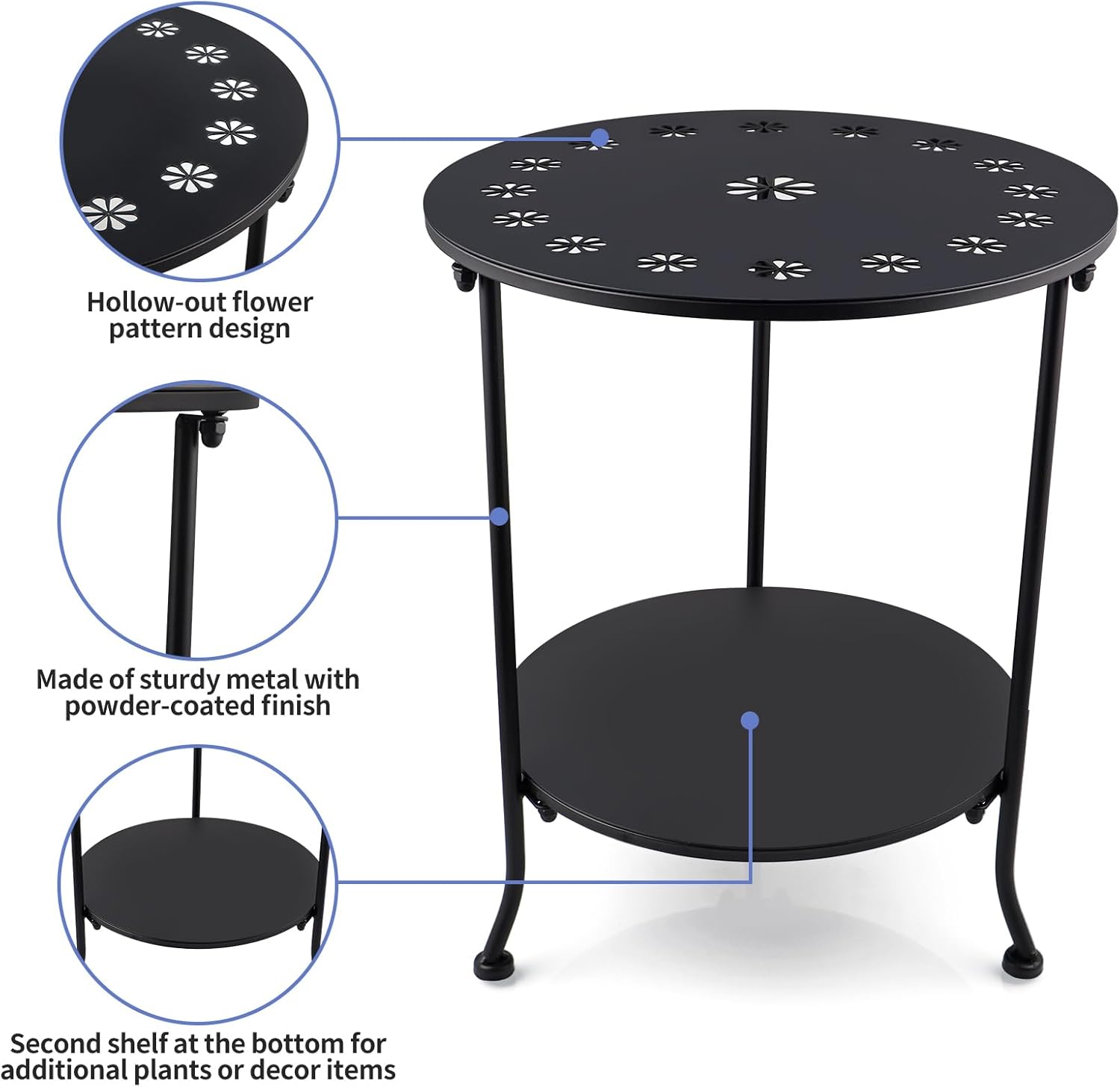 MOLIGOU Mini Pond Kit Stand, 2 Tier 16 Inch Tall Metal Stand for Water Feature, Tabletop Fountain, Flower Pot